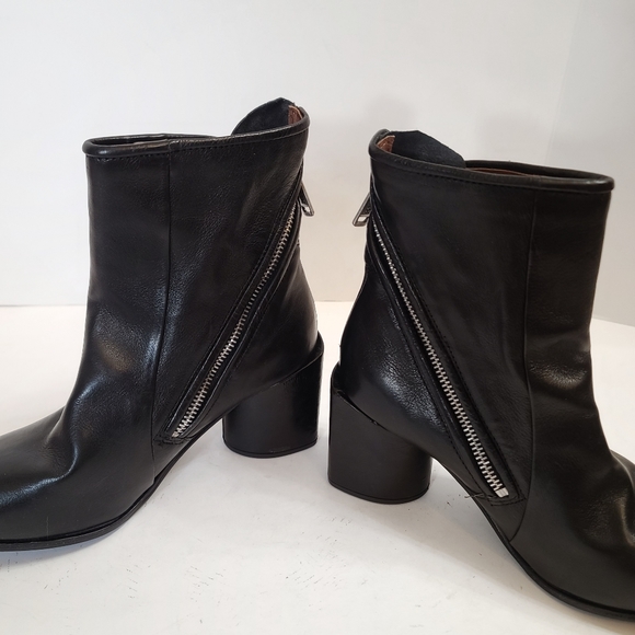 A.S.98 | Jase Asymmetric Zip Black Leather Booties Size 37 (6.5/7) - Picture 6 of 14